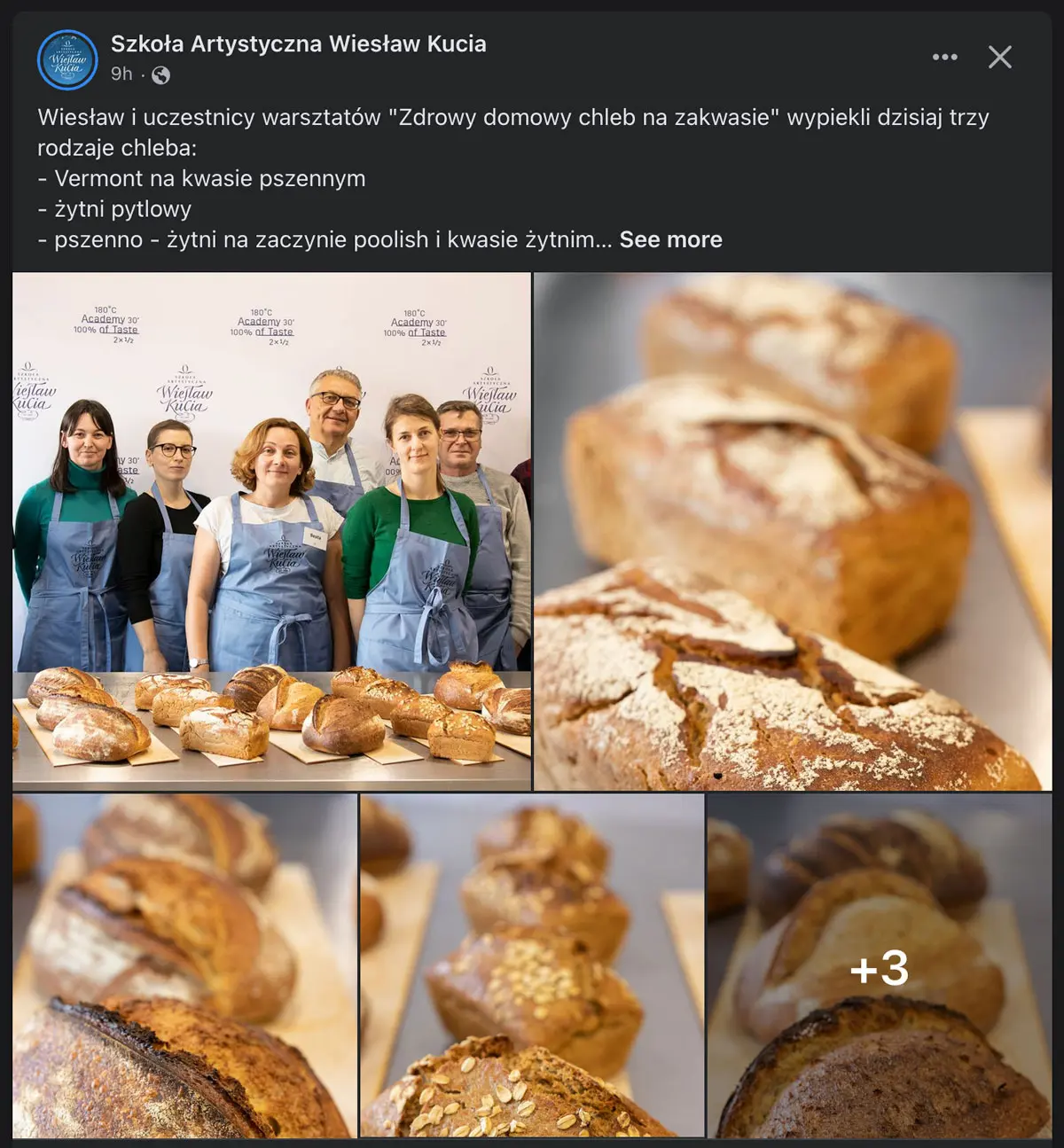 Szkoła Artystyczna Wiesław Kucia fotorelacja z warsztatów zdrowy domowy chleb na zakwasie