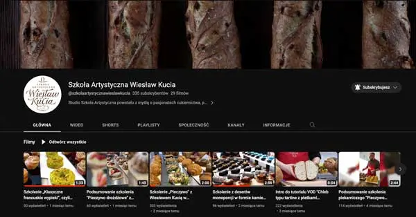 Profil Szkoły Artystycznej Wiesława Kuci na YouTube