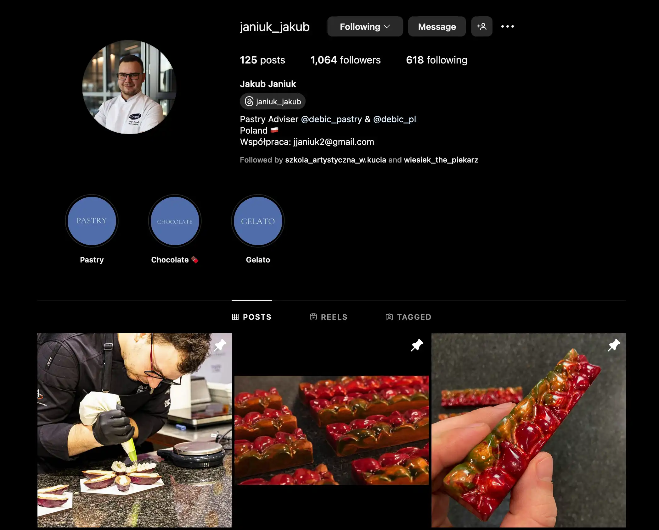 Profil Jakuba Janiuka na Instagramie