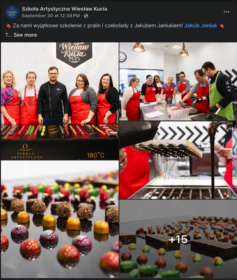 Jakub Janiuk fotorelacja ze szkolenia praliny i czekolady w Szkole Artystycznej Wiesław Kucia
