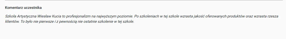 Opinia uczestnika o szkoleniach w Szkole Artystycznej Wiesław Kucia opublikowana w BUR